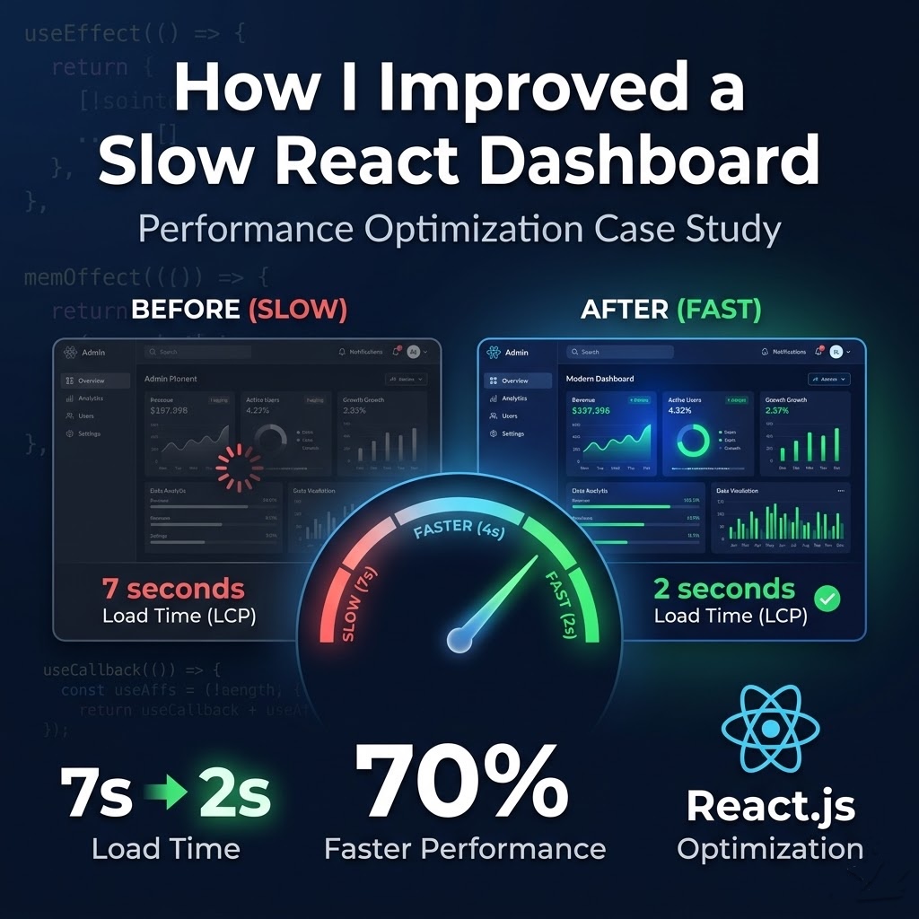 0xsksh's tweet photo. Fixed a slow React dashboard handling thousands of records   1. Server-side pagination 2.  API debouncing 3. Lazy loading 4. React optimisation Result: Faster loads, smoother search, and a much better UX. Small optimisations = big performance gains. #ReactJS #WebDevelopment https://t.co/MPQgJIuqgy