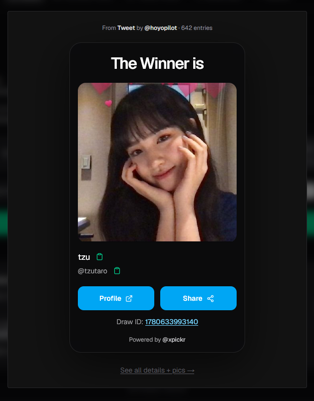 hoyopilot's tweet photo. congrats to @tzutaro ! dm us within 24 hours https://t.co/ZfEj0UtFE5