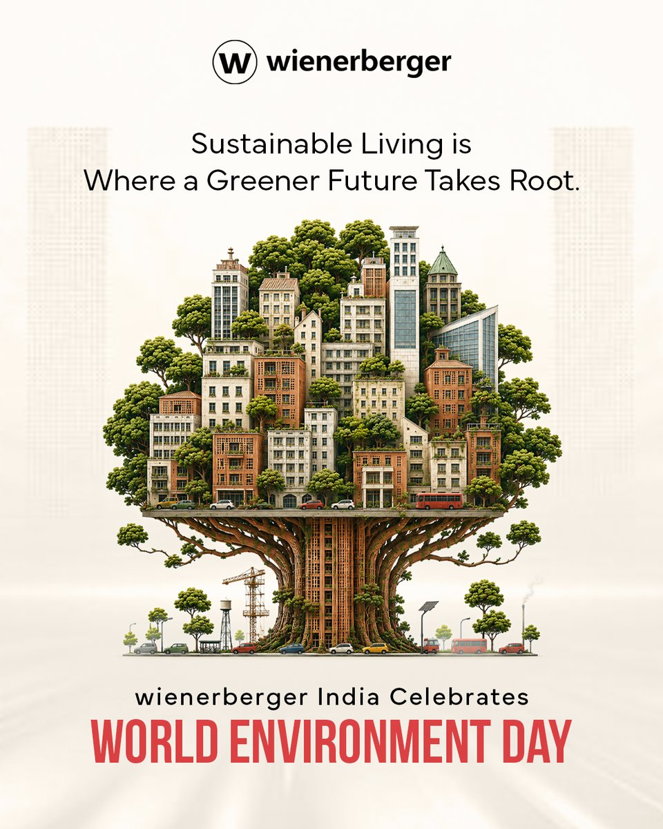 Wienerberger_In's tweet photo. This World Environment Day, wienerberger India celebrates the power of sustainable living in shaping a greener and more balanced future. As cities grow and environmental challenges become increasingly pressing, the choices we make in designing and building our spaces can have a lasting impact on the planet. By embracing sustainable building practices and environmentally responsible materials, we can reduce energy consumption, lower carbon emissions, and create healthier, more comfortable living environments. Every conscious choice made today brings us one step closer to a healthier planet and a more sustainable tomorrow. Let's take our first step towards building greener planet!

#wienerberger #wienerbergerIndia #worldenvironmentday #greenearth #clayblocks #porotherm #sustainable #greenbuildings #architecture #architects #builders