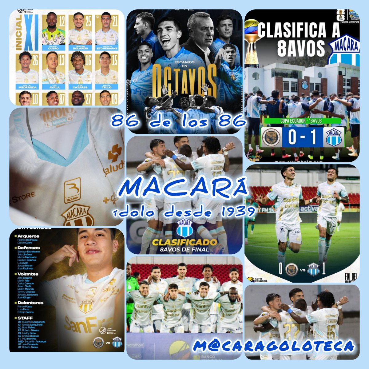 Pechene3's tweet photo. CLASIFICADOS A OCTAVOS DE FINAL
Tres puntos de OROCELESTE 
golazo de Franco Posse 47'
Macará venció 1-0 a Cuenca Juniors en el Estadio Alejandro Serrano Aguilar.
 el cuadro Celeste 
sella su boleto a los octavos de final de la Copa Ecuador 2026 
#86delos86 
#M@caraGoloteca https://t.co/H1fKokn8Nb