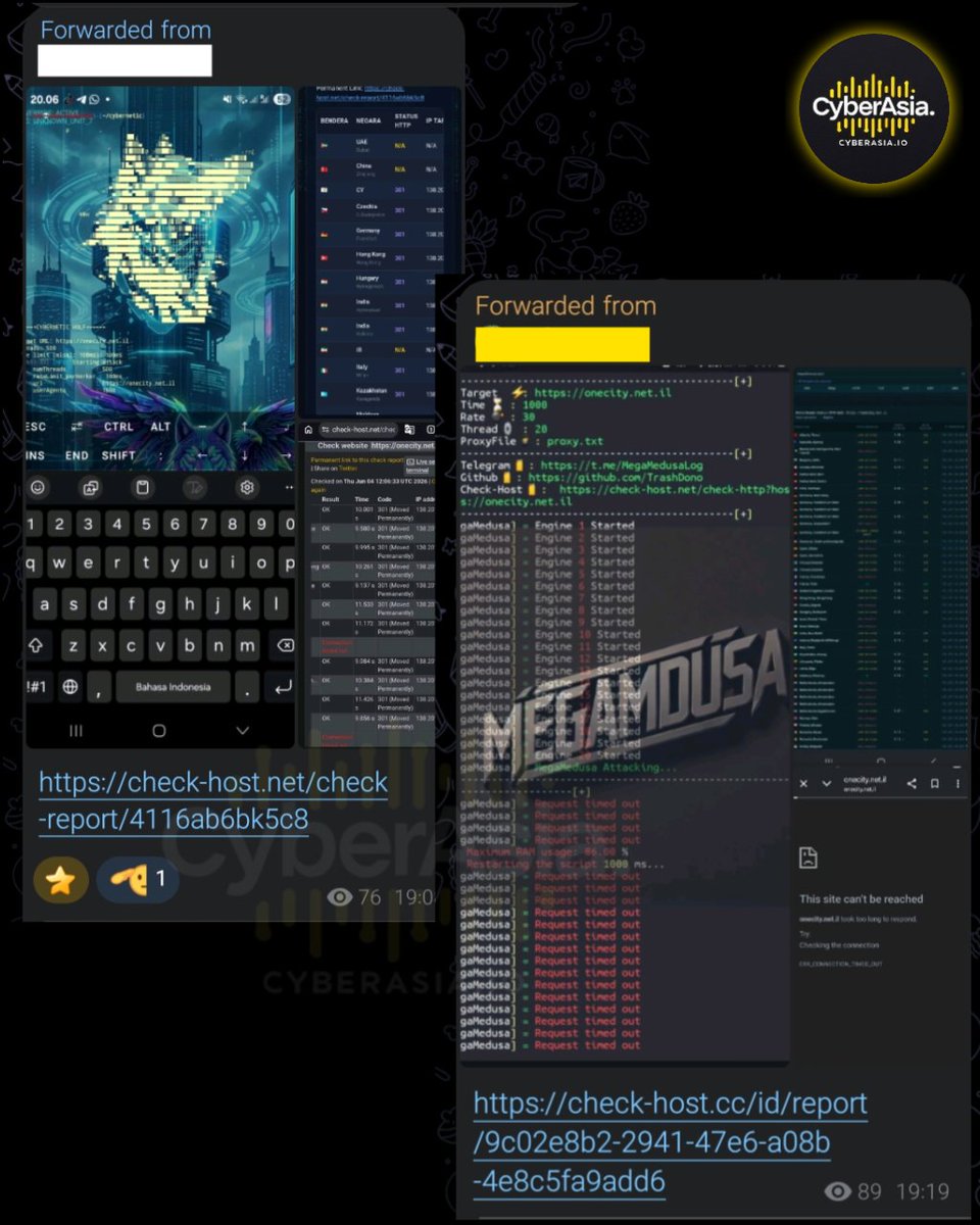 cyberasia_io's tweet photo. 🚨 Israel Alert 🇮🇱
Pro-Palestinian hacker group #RipperSec & #TheComrade's group has announced plans to launch a #cyberattack against https://t.co/ktUskRDyRx, a website based in #Israel
#Cybersecurity #DDoSAttack #IsraelUnderAttack https://t.co/8Vy4NB3XFj