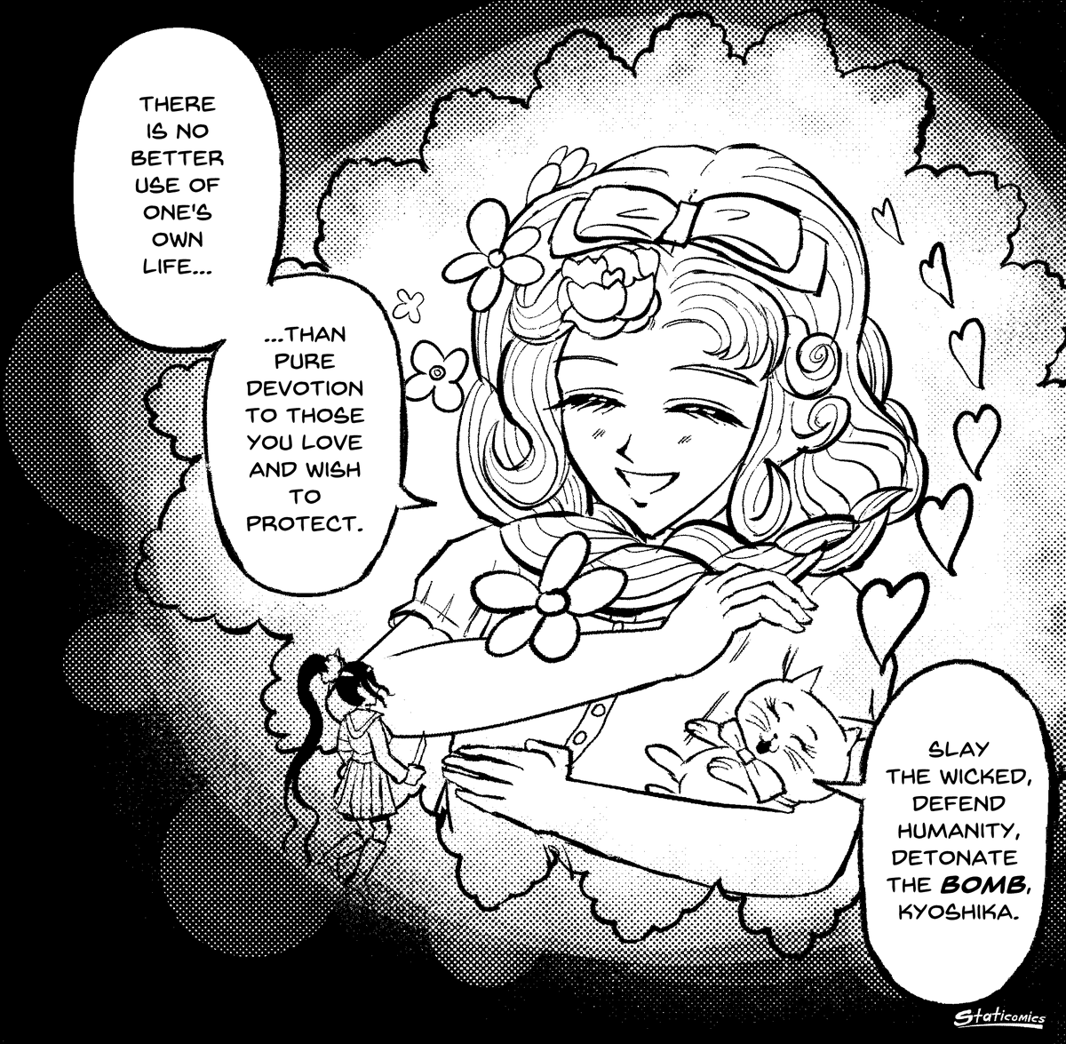staticomics's tweet photo. Kyoshika, you're blameless and so strong,
I want to bear your cross, I want it all,
God I can take this for so long,
Fire within me racing tall.
⚔️💣🌸🌸🌸🌸🌸 https://t.co/XXCK3OZ3ws