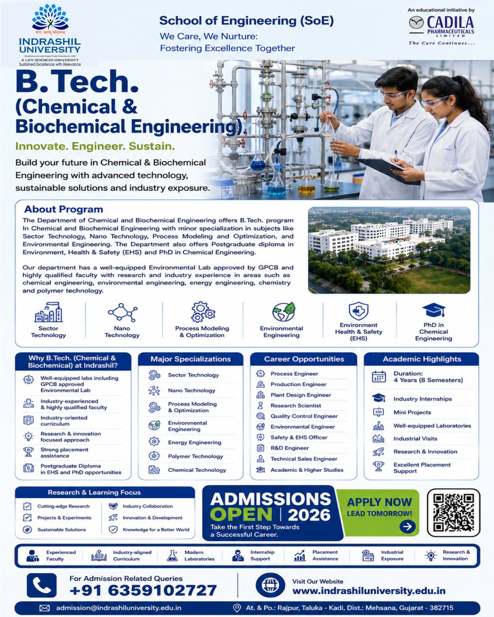 indrashil_u's tweet photo. Join Indrashil for Great Career
#IndrashilUniversity #CadilaPharmaceuticals #onecadila #AdmissionsOpen #HigherEducation #FutureReady #StudentSuccess #BCA #IT #InformationTechnology #CampusLife #Engineering #chemicalengineering #biochemicalengineering #mechanicalengineering https://t.co/sB0S3pr2gh