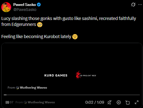 IsUIzzy's tweet photo. @04_EG_panic The Associate Game Director of Cyberpunk also called himself a Kurobot 😂 https://t.co/L465nMjq8j