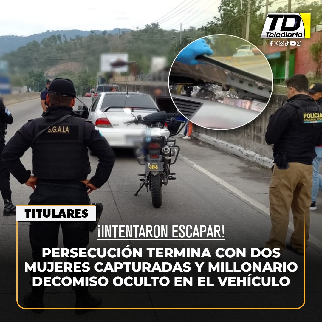 TelediarioGT's tweet photo. ➡️ https://t.co/dMPbOsXDHL 🚨¡#Intentaron #escapar! Persecución termina con dos mujeres capturadas y millonario decomiso #oculto en el vehículo https://t.co/hTAtSx5PKt