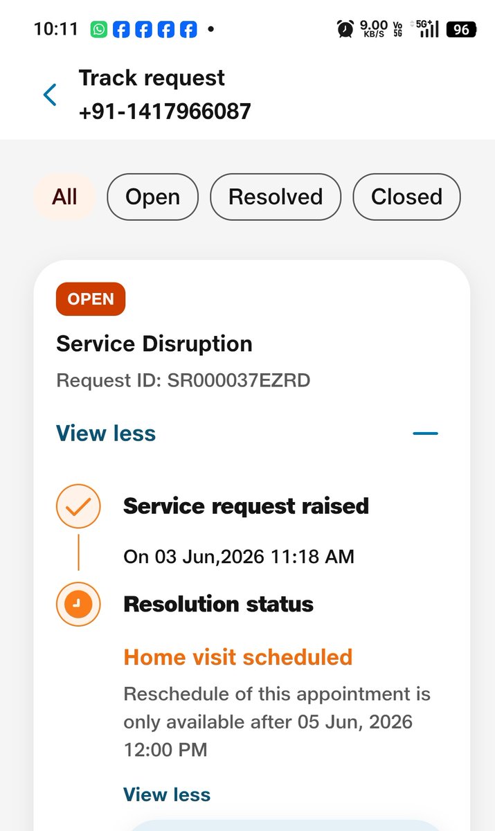 coolInderkumar's tweet photo. @reliancejio @JioCare @jio_fiber My Jio fiber has been down for 3 days and your team is shamelessly rescheduling it back. https://t.co/aNz8643qRE