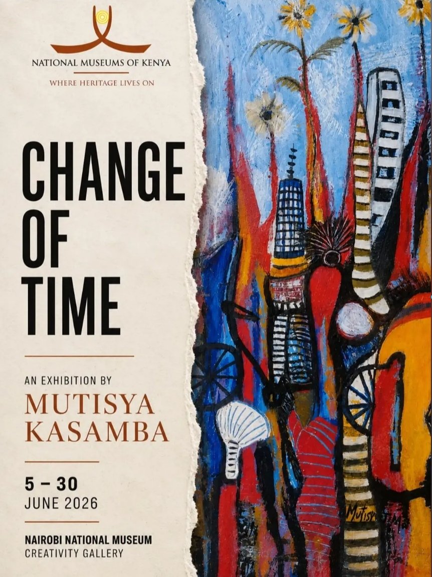 nairobinow's tweet photo. #Nairobi: #Exhibition: Change of Time by Mutisya Kasamba, Jun. 5-30 2026 @ Nairobi National Museum.

Exhibition Dates: Until June 30, 2026 
Venue: Creativity Gallery, Nairobi National Museum
Entry: Museum Rates Apply

Exhibition by #MutisyaKasamba. https://t.co/AVs8M0CZIo