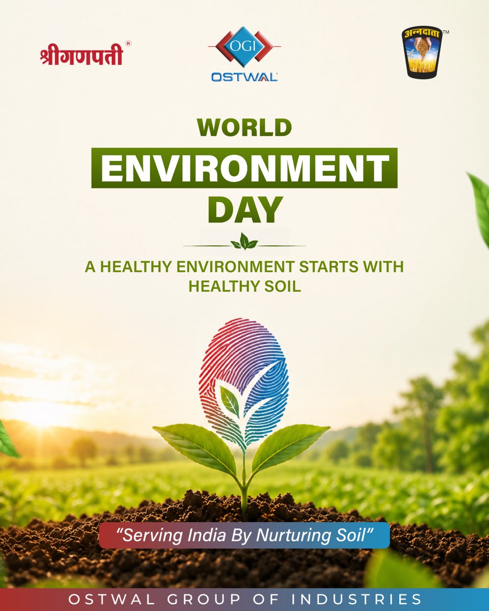 OstwalgroupofIn's tweet photo. This World Environment Day, we reaffirm our commitment to building a greener and more sustainable future.

At OGI, sustainability is more than a responsibility—it's a continuous journey. Through our focus on soil health, resource efficiency, carbon footprint reduction, and innovation such as Green Ammonia initiatives, we strive to contribute towards a healthier environment for generations to come.

Together, every step toward responsible growth creates a lasting impact.

🌱 Support Soil Health
🌍 Reduce Carbon Footprint
♻️ Grow Sustainably

Let's nurture the soil, protect our environment, and grow a better tomorrow.

#WorldEnvironmentDay #EnvironmentDay #Sustainability #ClimateAction #GreenFuture #SoilHealth #CarbonFootprint #OstwalGroup