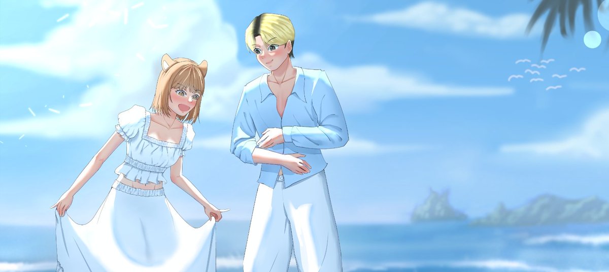 sanicx66's tweet photo. -beach day with u 

this is my second summertime illustration, i like summer vibe alot especially beach day in summertime, 
when the beautiful blue sky meet the  blue field of ocean produce an absolute piece of art^^

#vtuberid #illustration #naplive #artist #fanartㅤㅤㅤㅤ https://t.co/aJjlnPmqcg