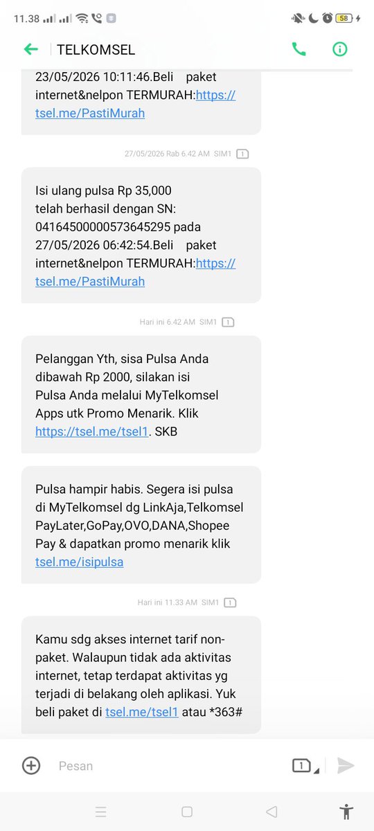Odore20's tweet photo. Ga ngerti gmn ceritanya @Telkomsel motong pulsaku dengan alasan pemakaian internet padahal aku full 24 jam pake wifi. Data seluler udh ga prnh dinyalain sama sekali. Apa penjelasannya? Ga masuk akal. https://t.co/pzS4wTdpKC