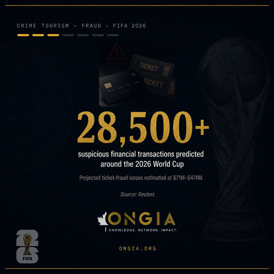ONGIA's tweet photo. As #Canada prepares for FIFA World Cup 2026™ - Canada, Mexico and the United States, awareness around ticket fraud, counterfeit merchandise, fraudulent travel offers, fake accommodations, phishing and online scams remains important. https://t.co/AcM03W0yDr