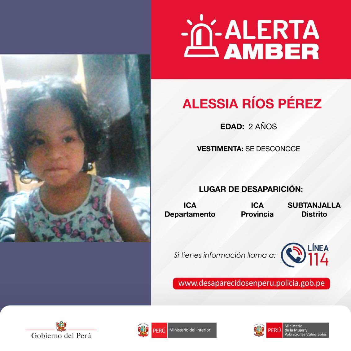 MimpPeru's tweet photo. #AlertaAmber 🚨Han desaparecido:

▶️ La niña CHARLOTTE ALAYAH MENDIS DURAN de 2 años.
▶️ La niña ALESSIA RÍOS PÉREZ de 2 años. 
▶️ La adolescente GETSEL YASMIN RODAS RIOJAS de 17 años. 
▶️ El joven RODRIGO YAREL OCAÑA CALLE de 21 años. 
▶️ El señor RICHARD MIGUEL URBANO de 41 años. 
▶️ El señor ROBERTO JUAN CARLOS VILLANUEVA SUSANIBAR de 41 años. 
▶️ El señor ABNER ASPAJO GONZALES de 55 años.
▶️ La joven AURIA TATIANA HERRERA VILVA de 20 años.
 
Si tienes información sobre sus paraderos, comunícate con la Línea 114. 

🔁 Comparte y ayúdanos a encontrarla y encontrarlos.
#DesaparecidosPerú