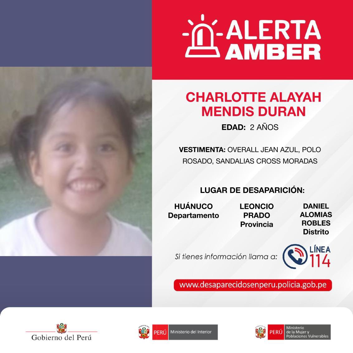 MimpPeru's tweet photo. #AlertaAmber 🚨Han desaparecido:

▶️ La niña CHARLOTTE ALAYAH MENDIS DURAN de 2 años.
▶️ La niña ALESSIA RÍOS PÉREZ de 2 años. 
▶️ La adolescente GETSEL YASMIN RODAS RIOJAS de 17 años. 
▶️ El joven RODRIGO YAREL OCAÑA CALLE de 21 años. 
▶️ El señor RICHARD MIGUEL URBANO de 41 años. 
▶️ El señor ROBERTO JUAN CARLOS VILLANUEVA SUSANIBAR de 41 años. 
▶️ El señor ABNER ASPAJO GONZALES de 55 años.
▶️ La joven AURIA TATIANA HERRERA VILVA de 20 años.
 
Si tienes información sobre sus paraderos, comunícate con la Línea 114. 

🔁 Comparte y ayúdanos a encontrarla y encontrarlos.
#DesaparecidosPerú