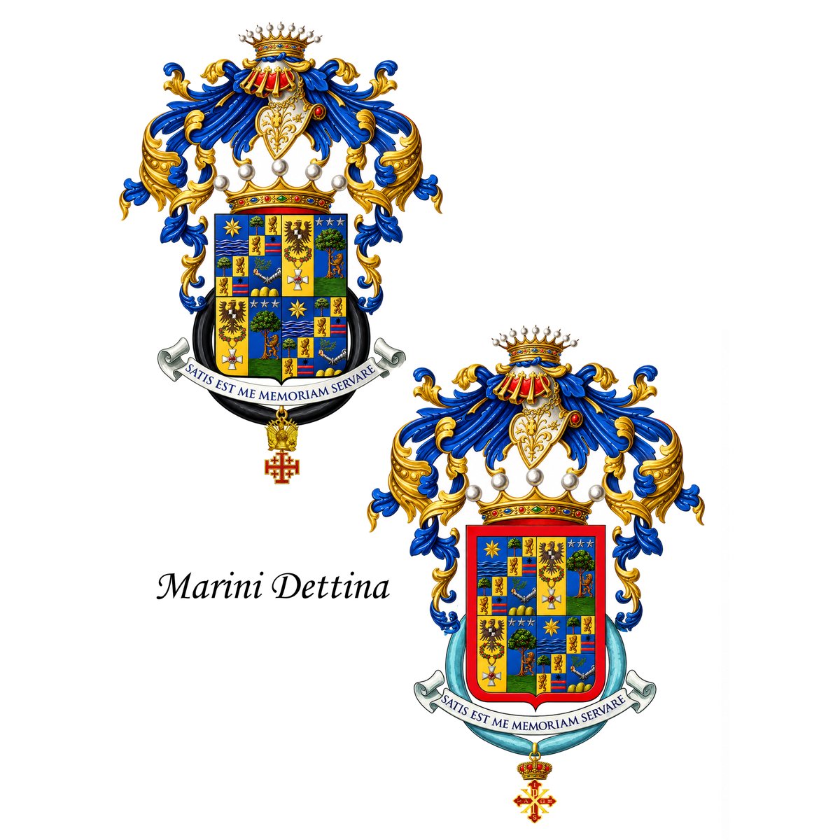 annuarionobilta's tweet photo. #Stemmi personali di due #fratelli della famiglia #Marini #Dettina, parte III cavalleresca dell'#Annuario della Nobiltà italiana. Disegni di #AndreaBorella.
#araldica #stemmi #stemma #heraldik #heraldry #coatofarms #annuariodellanobiltàitaliana #annuarionobilta #annuarionobiltà https://t.co/oAKa6REdL0