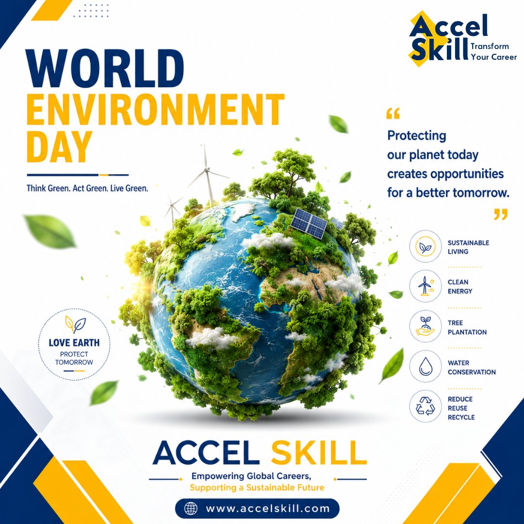AccelSkill's tweet photo. 🌱 Think Green. Act Green. Live Green.

This World Environment Day, let's protect our planet and build a sustainable future together. 🌍💚

#WorldEnvironmentDay #GoGreen #SaveEarth #EcoFriendly #AccelSkill https://t.co/4MtZd2jNRk