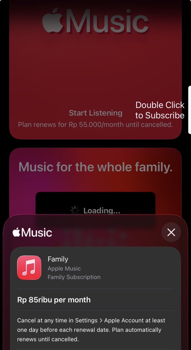 bookpropagation's tweet photo. guys ada yg mau apple music ga, long term ya 1 tahun (atau lebih), tapi 1 bulan jg boleh. semuanya bayar per bulan, nanti gua invite, bikin grup WA. kalo gagal gua refund

17k/bulan

wtb wts apple music #zonauang #zonajajan https://t.co/iZ12oojhix