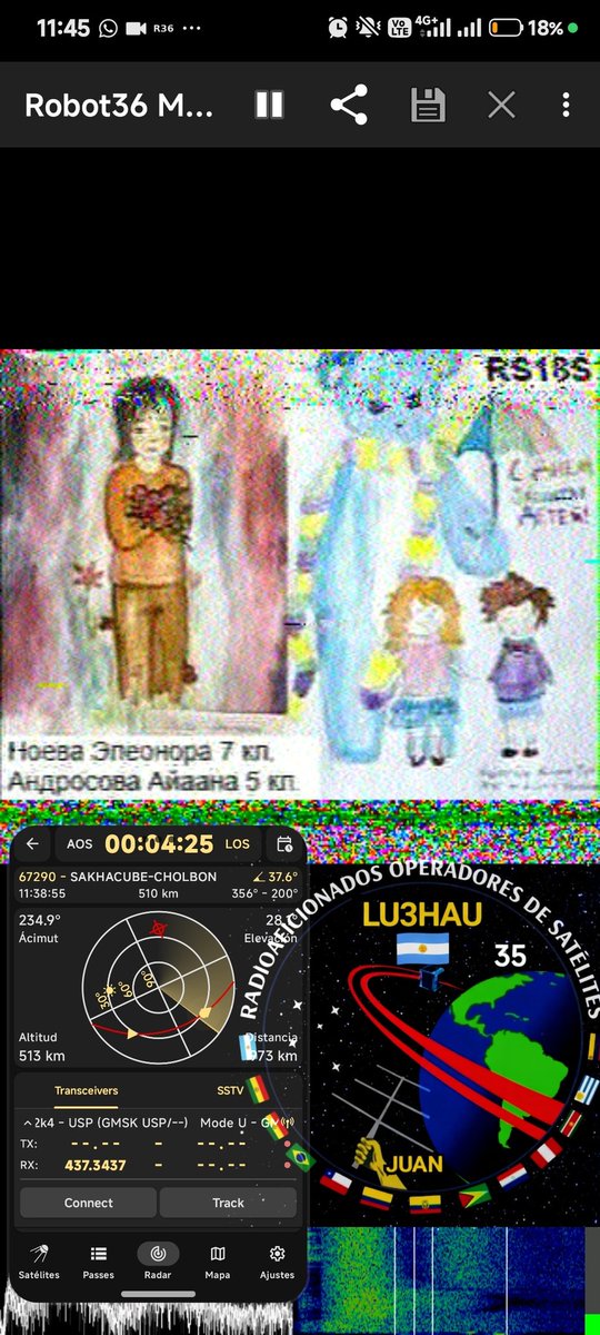 LU3HAU's tweet photo. 03/06/2026 14:45 UTC SAKHACUBE-CHOLBON (RS18S) over 🇦🇷 elev max 38°
Config Rig: UV5R + Moxon
#SakhcubeCholbon #RS18S #SSTV #SpacePi #Uv5r #Moxon #Robot36 #look4sat https://t.co/H9AKWx6QtV