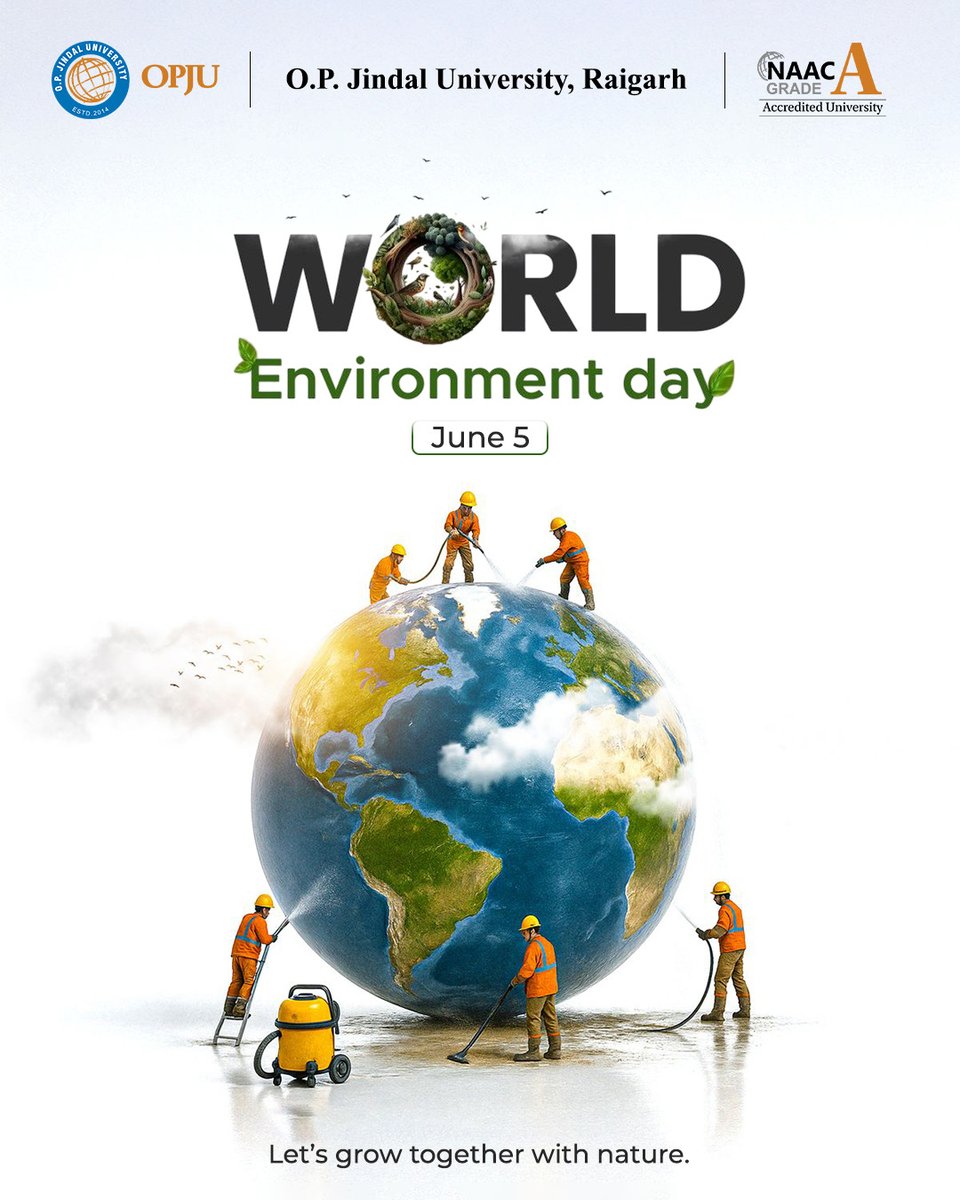 OPJUniversity's tweet photo. A greener tomorrow starts with the choices we make today.
#WorldEnvironmentDay #GoGreen #SavePlanet #NatureLovers #EcoFriendlyLiving #GreenWorld #ProtectEarth #ActForNature #TreePlantation #EnvironmentProtection #GreenHabits #EarthLove #SustainableFuture #ClimateAwareness #CleanAndGreen