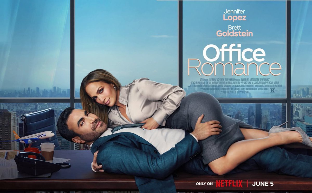 MoselloATC's tweet photo. OFFICE ROMANCE is a sweet, funny, and delightful romantic comedy starring Jennifer Lopez and Brett Goldstein, with an excellent Betty Gilpin.  The laughs are steady, the mixed-culture humor works well, and the two stars share a strong and natural chemistry.  Streaming on @netflix https://t.co/IaR1I281Ve