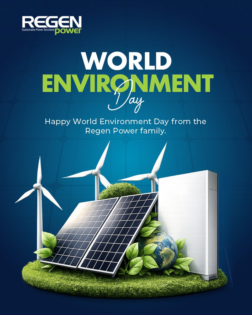 RegenPower2003's tweet photo. Happy World Environment Day! Clean energy today, greener Earth tomorrow. 🌏 https://t.co/ZJ5iBEeJGs