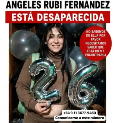 desaparecidaorg's tweet photo. Angeles Rubi Fernandez tiene 26 años, desapareció el 3/6/26 en Florencio Varela, provincia de Buenos Aires. Está embarazada de 5 meses. Trabaja de docente en colegios secundarios y en la UBA. LLevaba un conjunto marrón y mochila verde. Avisar #Urgente☎️11-36779450, o 911 https://t.co/t7mfLaf6KH