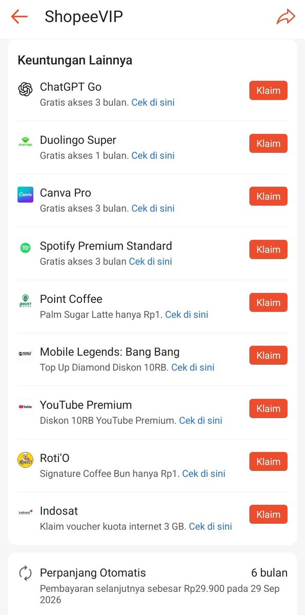 col0rfullya's tweet photo. in this economy kalian wajib langganan shopee vip 30k 6 bulan.. selalu dapet diskon sfood atau belanja yang lumayan gede, plus dapet benefit lainnya sebanyak ini.. 🫶🏻 https://t.co/GfDYsvda6J