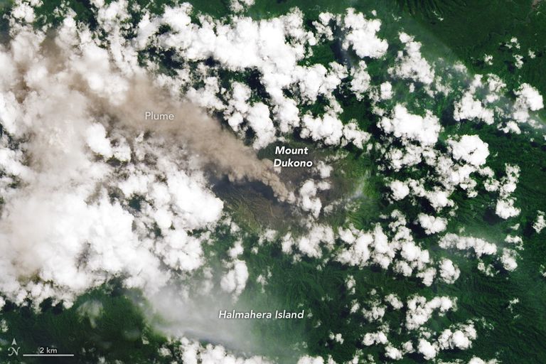 CiteEspace's tweet photo. 🌋🛰️ Le 13 mai dernier, le satellite Landsat 9 a capté un impressionnant panache de cendres s’échappant du volcan Dukono, en Indonésie. En éruption quasi continue depuis 1933, ce stratovolcan figure parmi les plus actifs de la planète.
📷NASA Earth Observatory / Lauren Dauphin https://t.co/M7S2ebYmXy