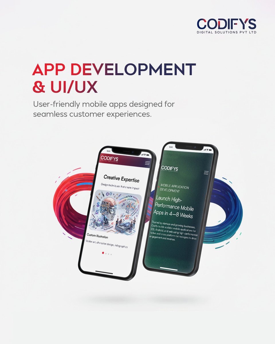 codifys_digital's tweet photo. Your vision, our expertise.
Crafting high-performance mobile apps with engaging and user-friendly interfaces. 📱✨
#AppDevelopment #UIUXDesign #MobileAppDevelopment #DigitalSolutions #UserExperience #AppDesign #BusinessGrowth #Codifys https://t.co/BTDSAaibmg