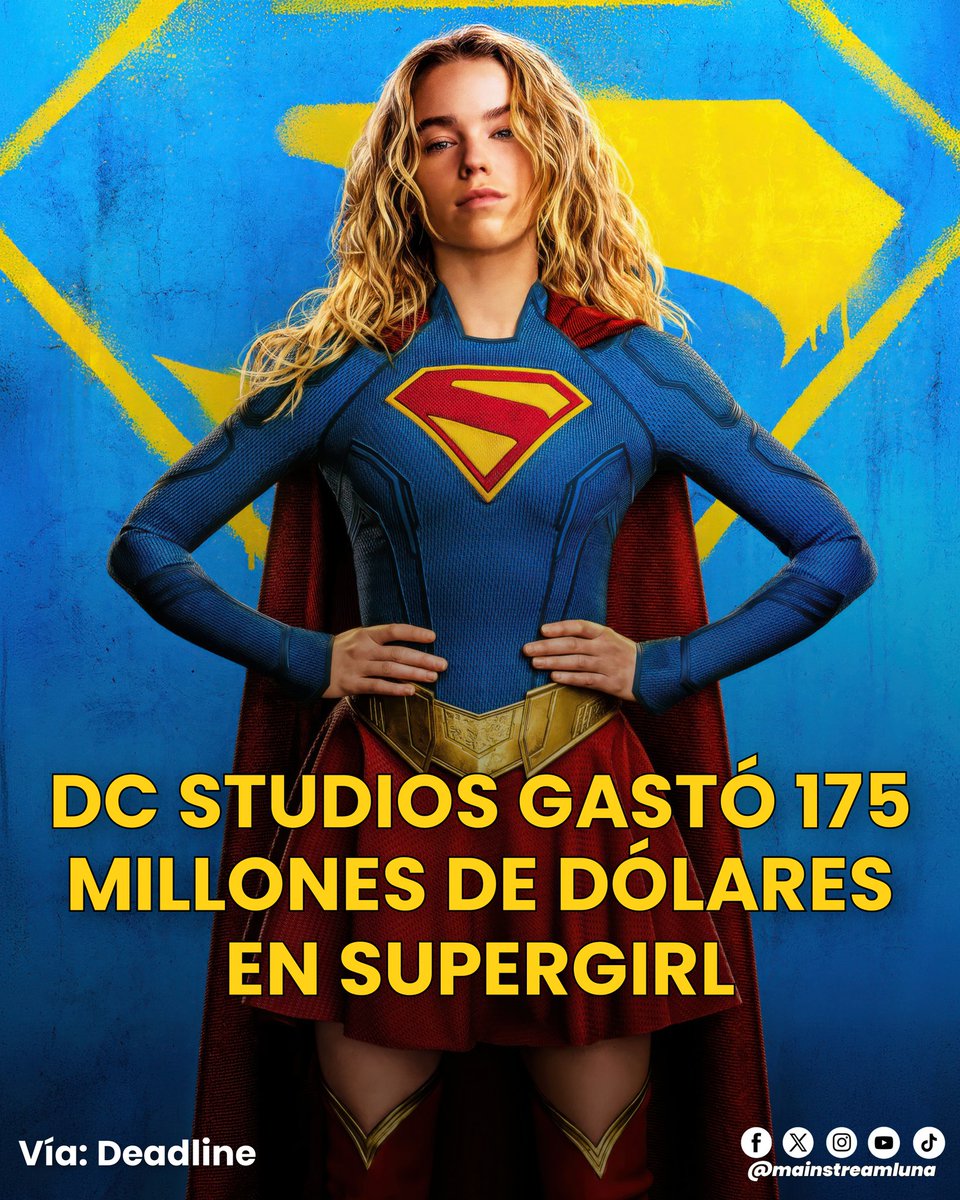 LunaMainstream's tweet photo. Según informa Deadline, DC Studios gastó 175 millones de dólares en #Supergirl, lo que significa que necesitaría recaudar más de 315 millones de dólares en todo el mundo para obtener beneficios.

El presupuesto de producción no incluye los gastos adicionales de publicidad. https://t.co/RMYcQGkS75