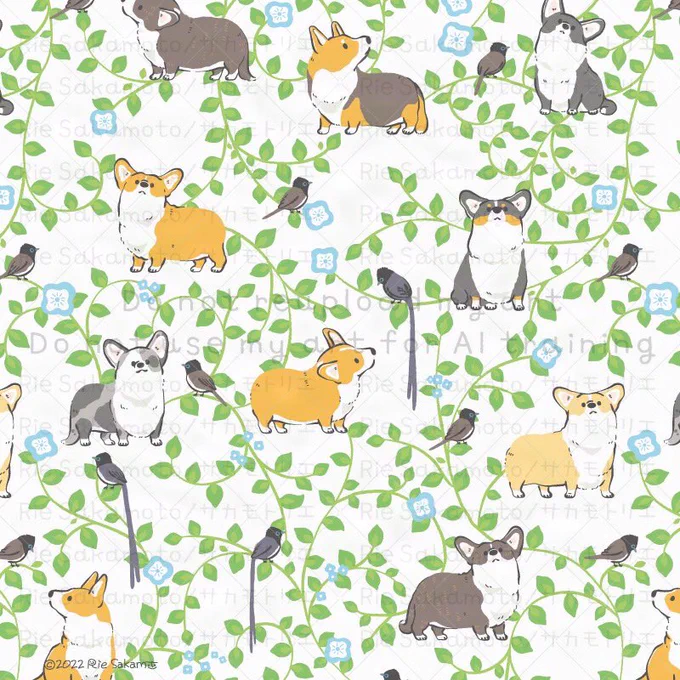 一日遅れですが #国際コーギーデー のコーギーと夏の野鳥たち