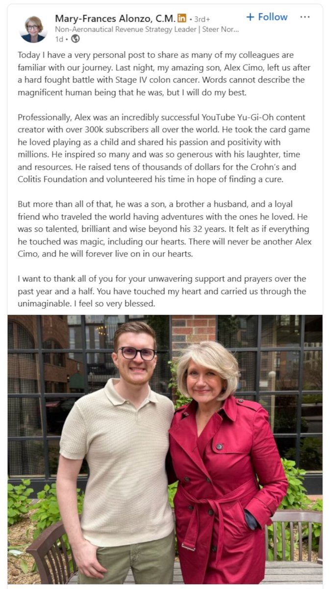 OmniReborn24's tweet photo. Heartbreaking news for the Yu-Gi-Oh! community 💔

I recently learned the devastating news that fellow Yu-Gi-Oh! content creator Alex Cimo has passed away after a courageous battle with Stage IV colon cancer.

For many of us, Alex wasn't just another YugiTuber. He was a pillar of the Yu-Gi-Oh! community. A creator whose passion, positivity, and love for the game touched hundreds of thousands of players around the world. It's hard to put into words the impact one person can have on a community, but Alex's influence will continue to be felt for years to come.

My thoughts and deepest condolences go out to his family, friends, and everyone whose lives he touched. Rest in peace, Alex. Thank you for everything! 🕊️