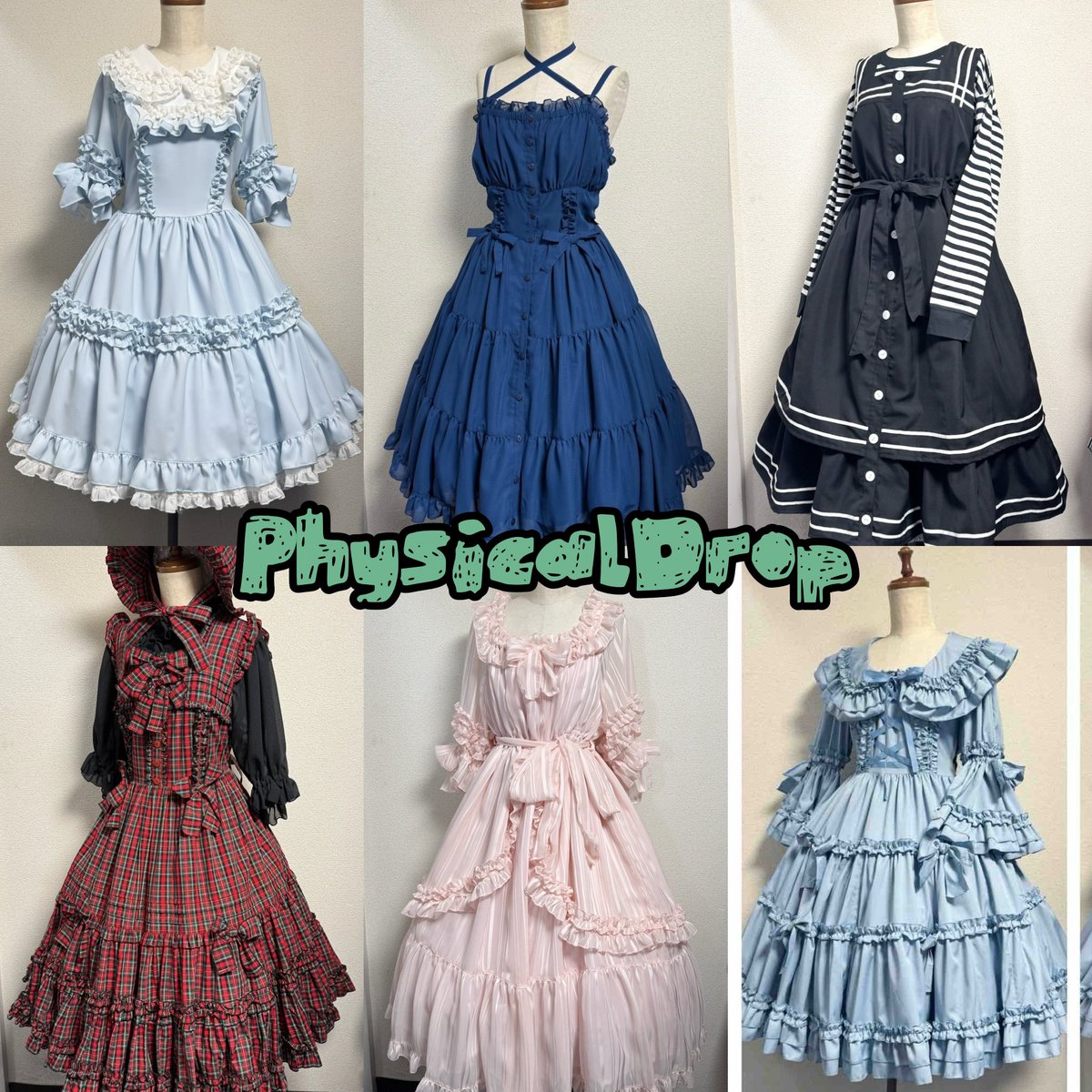 PhysicalDrop's tweet photo. 6/6（土）開催！Liliummeeting【PhysicalDropお品書き】✨✨
 #LiliumMeeting  #りりみて✨️

🌟デイリーワンピース15,000円均一（プラスサイズもあるよ！）

🌟特別セール！ワンピース20,000円均一

🌟ノスタルジックドリーミィＪＳＫサンプルセール！！
ヘッドドレスセットで30,000円！
黒ギンガム、チェリーレッド、赤タータンチェック各1ご用意！

こちらのブログで詳細をチェック！
https://t.co/jg4l6Qb2OC

⚠️PhysicalDrop自由が丘1号店は6/5(金)〜6/7(日)はイベントの為臨時休業となります⚠️