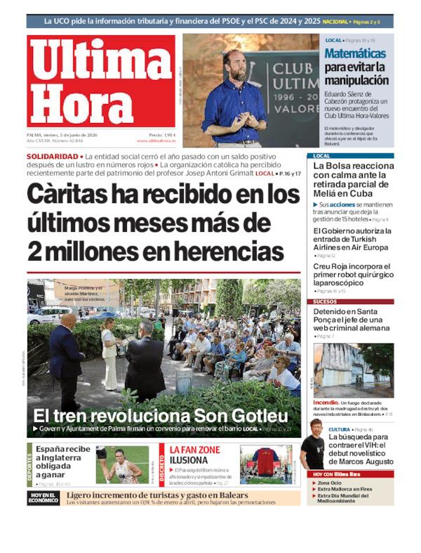 UHmallorca's tweet photo. #BuenosDías, ésta es nuestra portada de hoy. #Felizviernes https://t.co/v1i3wMzYYh