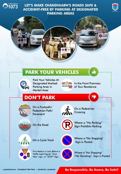 trafficchd's tweet photo. #ChandigarhTrafficPolice appeals to #citizens to kindly adhere to these following instructions given in the #Rules for the #smooth flow of #traffic, to avoid #collision and inconvenience to other road users and for their own #safety and the #safety of other #roadusers. https://t.co/xICt49ooRh