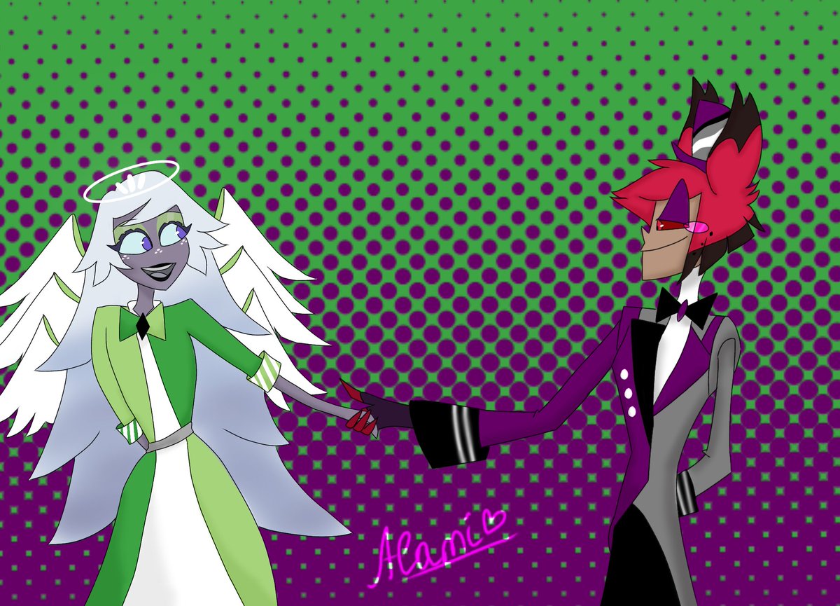 Alami1890664's tweet photo. I couldn't choose one option, so let there be three. Since the orientation of the angels has not yet been revealed to us, we still want to draw Alastor in this outfit. #radiojoy #hazbinalastor #hazbinemily #hazbinhotel #art https://t.co/oe6blMuLce