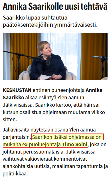 pa_ave's tweet photo. Pari syytä lisää, miksi YLEn tuotantoa ei tarvitse katsoa: 
1. Saarikko ja 2. Soini aloittavat YLEn jälkiviisaat ohjelmassa. 
Molemmat ovat tai ovat olleet WEFn jäseniä: Saarikko WEF Young Global leaders jäsen, 2016; Soini WEF Global Future Council on Europe jäsen 2018–2019).
Ei ihan sitä terävintä kärkeä, Soini = minäminäminäpersutonpahoja ja Saarikko = ...? - kertoo paljon, ettei ihan heti tule mieleen mitä on, paitsi hyvä hillotolppakisailussa.