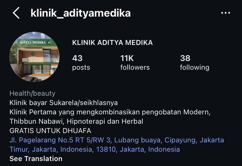 taurusucre's tweet photo. @petanirumah @BPJSKesehatanRI untuk temen2 yg butuh berobat di dokter umum, ada klinik namanya Klinik Aditya Medika di cipayung jakarta timur, bayar sukarela/seikhlasnya, gw pribadi blm pernah kesana, tp kali aja ada yg lagi membutuhkan pengobatan bisa coba dateng. https://t.co/bCXubdpZtB