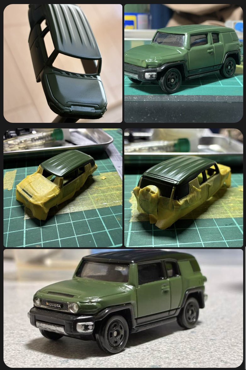 Master_MASA100's tweet photo. トミカ FJクルーザー改修進捗🔧
いい感じにツートンまで来ました👍 https://t.co/On0LGvmK4S