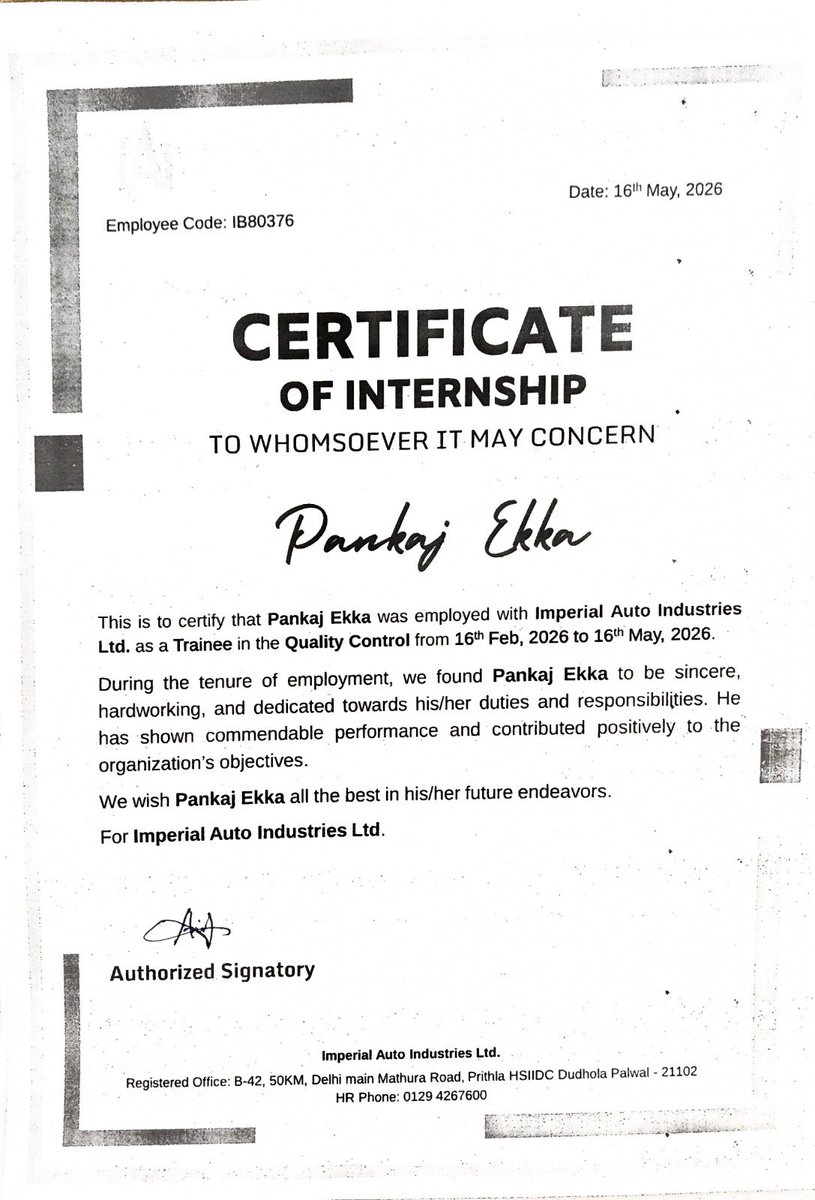 GumlaPolytechn2's tweet photo. Under the guidance of Jharkhand University of Technology,let's applaud the achievements of our students along with the prestigious organisation where they got trained

Imperial Auto Industries Ltd.,(Haryana)

Sahil Tirkey
Dayanand Mahto
Pankaj Ekka
Santosh Oraon
Sudhanshu Kachhap https://t.co/yWyjhJv90m