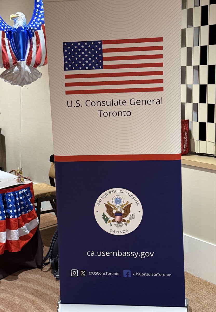 InspBrennan's tweet photo. A great evening attending the @usconstoronto ‘Celebration of 250 Years of Independence’. Connected with friends and colleagues from @ATFHQ. Thankful for our collaboration on the #goldheist and combatting firearm trafficking into Canada. @PeelPolice @DC_Milinovich https://t.co/k0iytNe1dL