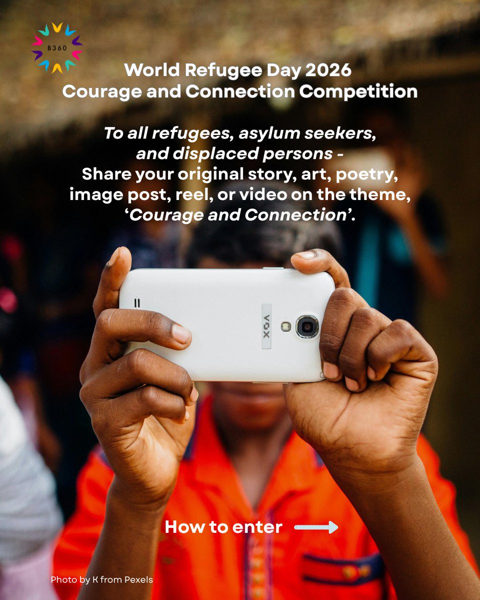 borderless360's tweet photo. Do you have a story of courage and connection? This #WorldRefugeeDay, share your voice, journey, and moments that gave you hope.
Post your video/image on the theme Courage and Connection. See attached.
#RefugeesWelcome #AsylumSeekers #RefugeeVoices #LearningForAll #Borderless360 https://t.co/s01eZtV0q4