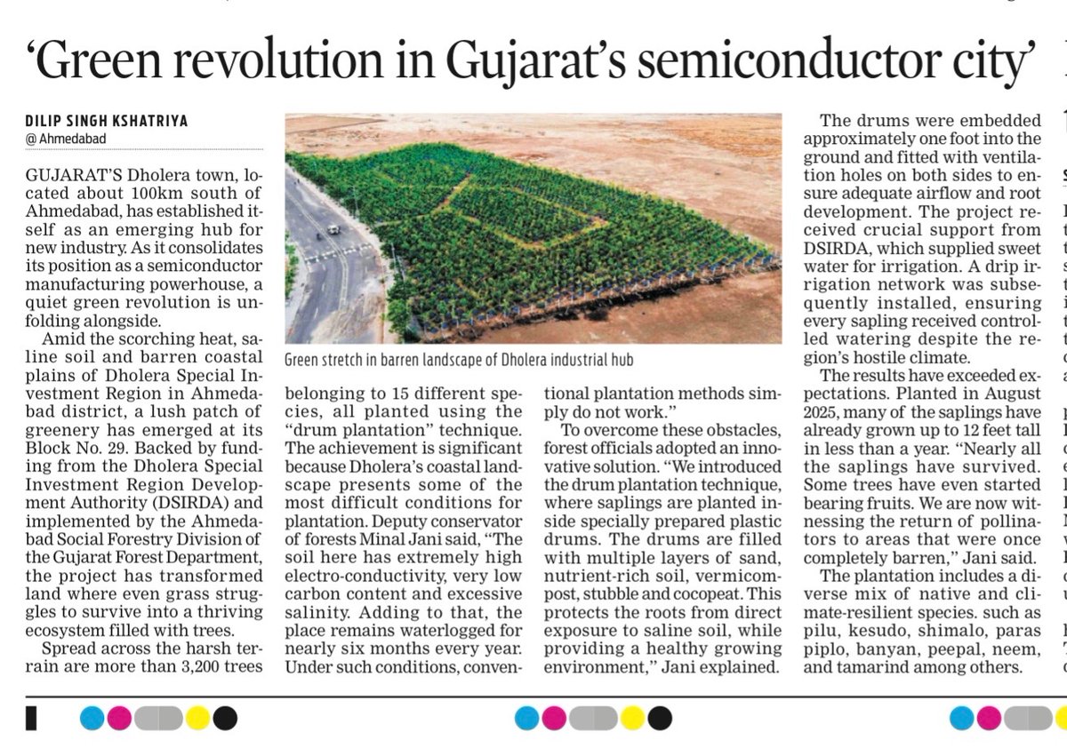 Kshatriyadilip's tweet photo. #Gujarat ‘s Dholera town  has established itself as an emerging hub for new industry. As it consolidates its position as a semiconductor manufacturing powerhouse, a quiet green revolution is unfolding alongside. https://t.co/aH34BgwEfB