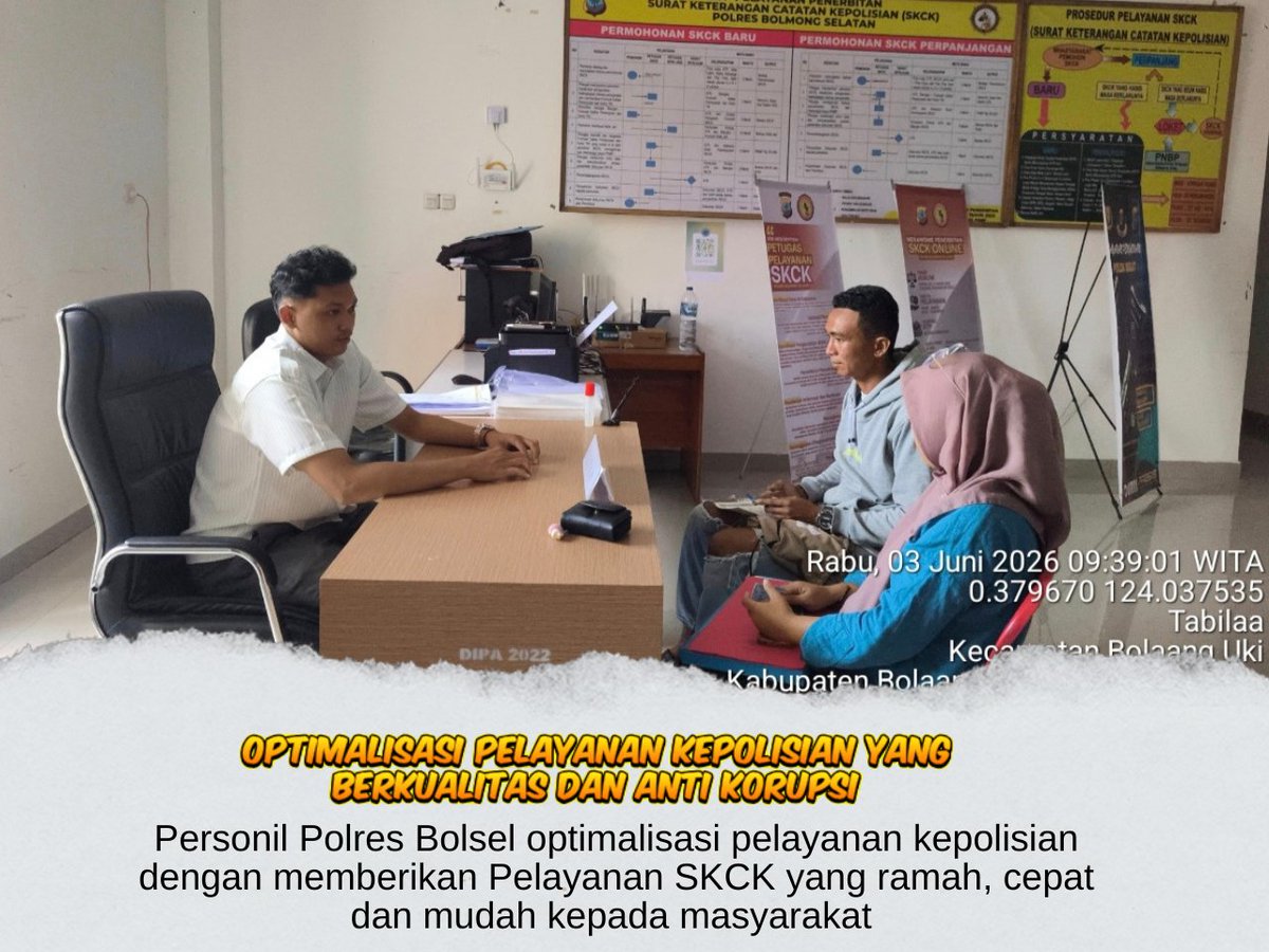 HBolsel's tweet photo. Personil Polres Bolsel optimalisasi pelayanan kepolisian dengan memberikan Pelayanan SKCK yang ramah, cepat dan mudah kepada masyarakat https://t.co/VxZGszIVO2