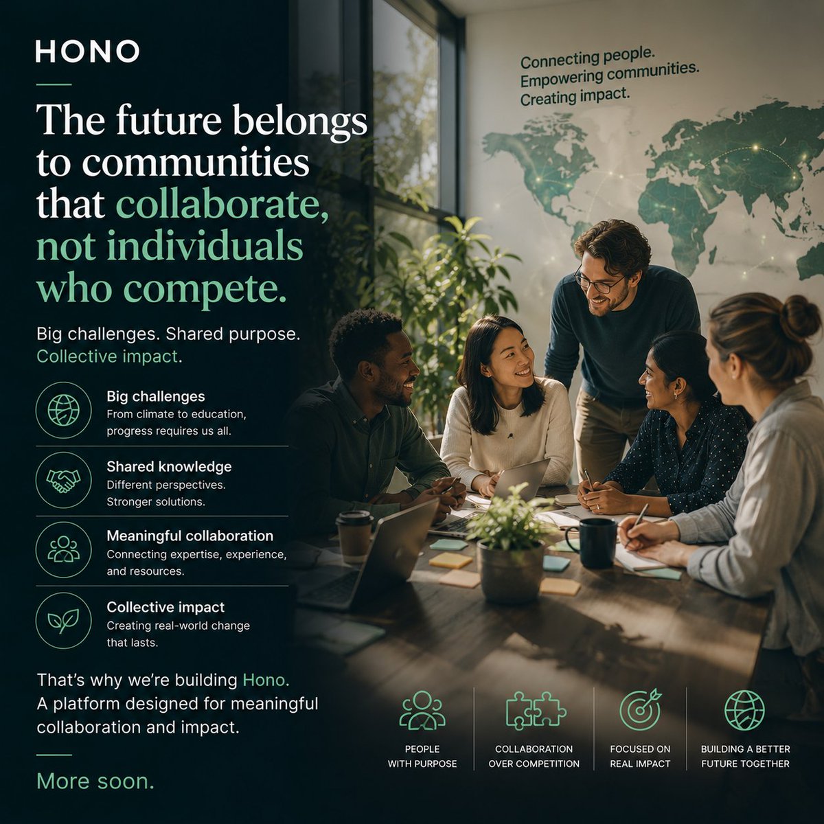 JoinHono's tweet photo. The future belongs to communities that collaborate, not individuals who compete.

That's part of the vision behind Hono 🌍

Building a platform designed for meaningful collaboration and impact. https://t.co/Trmm3CGcIJ