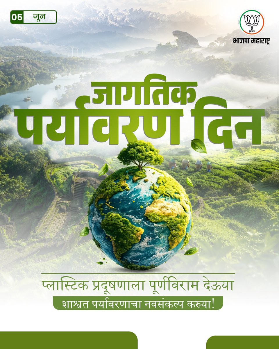 MALLINATH1160's tweet photo. पर्यावरण दिनी प्लास्टिकचा कमीत कमी वापर करण्याचा संकल्प आपण करूया, येणाऱ्या पिढ्यांना संतुलित पर्यावरणाची भेट देऊया!
जागतिक पर्यावरण दिनाच्या हार्दिक शुभेच्छा!

#जागतिक_पर्यावरण_दिन #WorldEnvironmentDay #NowForClimate #EndingPlasticPollution #Maharashtra https://t.co/0ZH1u7XP8x