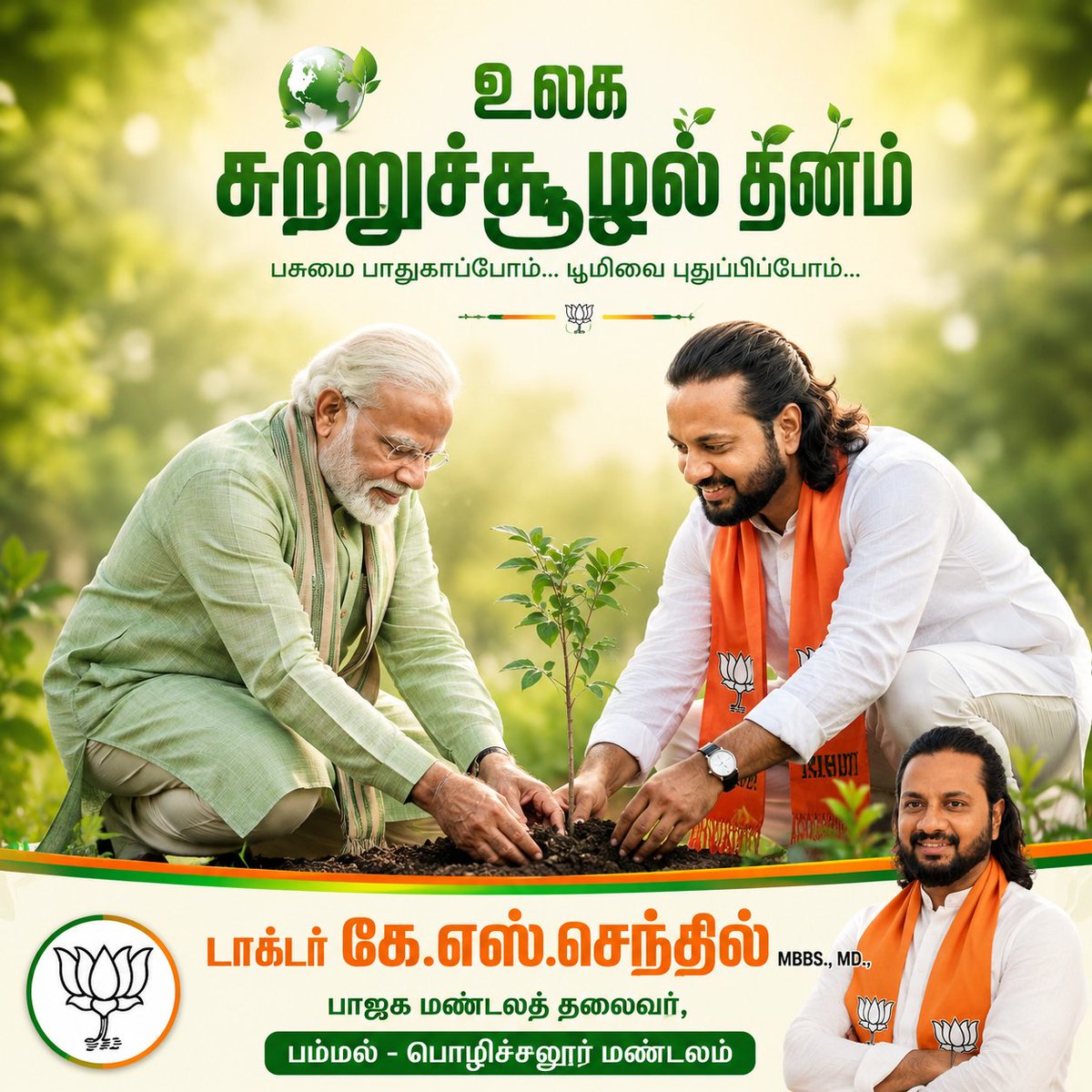 Dr_senthil's tweet photo. 📷 📷 Happy World Environmnet Day

A healthier planet creates a healthier future for every generation.

#worldenvironmentday #environmentday #bjp4nation #drkssenthil #pammal #pozhichalur https://t.co/JPbvWcQoAT