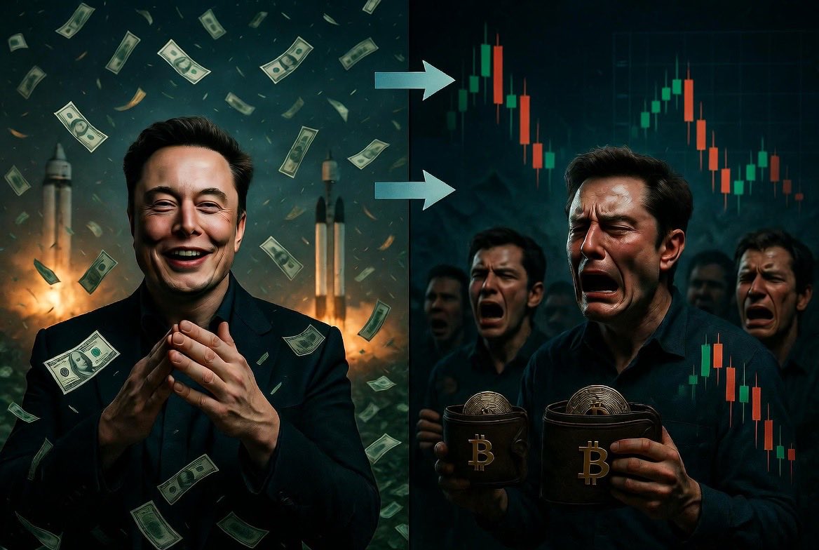 cryptgramx's tweet photo. Du bist blind, wenn du das nicht siehst.
$BTC und die Altcoins schwächeln nicht, weil die Investoren plötzlich „Angst“ haben (wie der lächerliche Fear & Greed Index uns weismachen will).
Der wahre Grund ist viel simpler:
Krypto ist momentan scheiße langweilig.
Keine klaren Narratives, keine Bewegung, nichts Attraktives fürs Kapital.
Gleichzeitig steht der größte IPO der Geschichte vor der Tür: SpaceX.
Das Geld fließt nicht aus Angst raus sondern aus purer Gier.
Investoren rotieren aus Krypto raus, weil sie bei SpaceX die nächste massive Rendite wittern.
Elon Musk reibt sich die Hände, weil ihn das zum ersten Billionär der Welt machen wird während Retail die Exit-Liquidität für ihn liefert.
Nicht „Ich habe Angst vor Krypto“.
Sondern „Bei SpaceX kann ich richtig absahnen“.
Das ist der echte Grund.
#TradingPsychology #Bitcoin #CapitalRotation #InnerFight