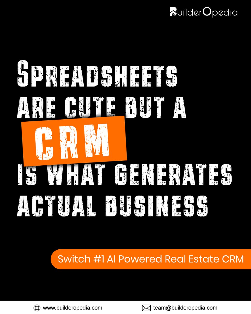 BuilderOpedia's tweet photo. While you're busy updating rows and columns, your competitors are closing deals with automation, AI-driven insights, and smarter follow-ups.

Upgrade now - https://t.co/uzU5gApMbT

#BuilderOpedia #RealEstateCRM #AIinRealEstate #PropTechIndia #SalesAutomation #CRMForRealEstate https://t.co/EThmRmiPgp