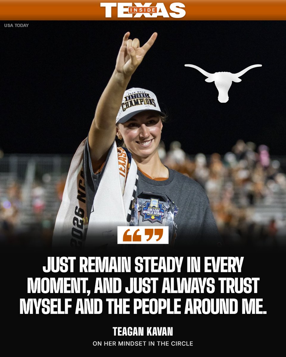 InsideTexas's tweet photo. Vince Young and the Rose Bowl. Teagan Kavan and Devon Park

Kavan etched her name into the history books with her WCWS clinching outing for the Longhorns Thursday night.

STORY from @PaigeTexas06 (FREE): https://t.co/cdaC5FMjMR https://t.co/YpHyptnPnS