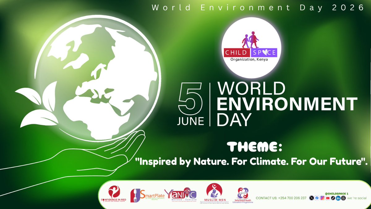 ChildSpace1's tweet photo. World Environment Day 2026 | 5 June 2026
"Inspired by Nature. For Climate. For Our Future."
Today, we celebrate the power of nature and the role every child can play in protecting our planet. Let's grow greener communities and build a sustainable future for generations to come. https://t.co/ijn8sM5AsQ